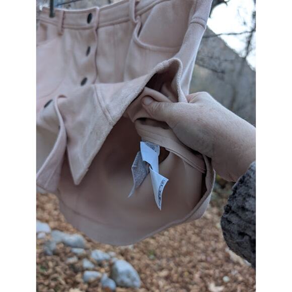 ZARA TRF Snap button up light Pink Faux Suede Mini Skirt Size Large - Picture 8 of 10